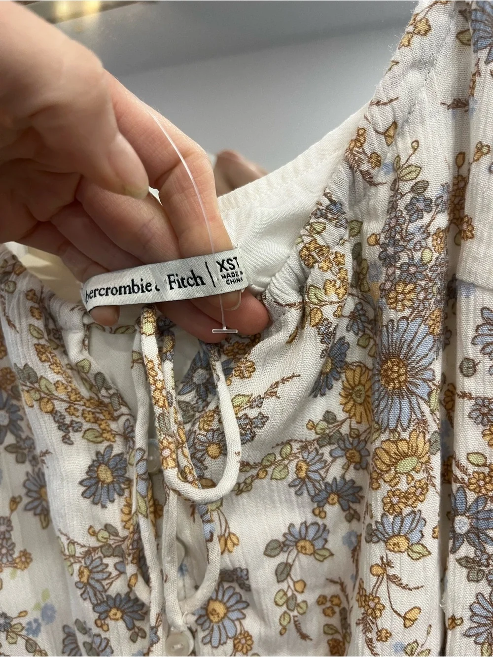 Abercrombie & Fitch White Maxi Dress with Tan Floral Print